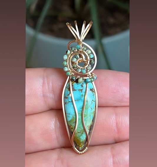 Turquoise Pendant in 14K Gold filled